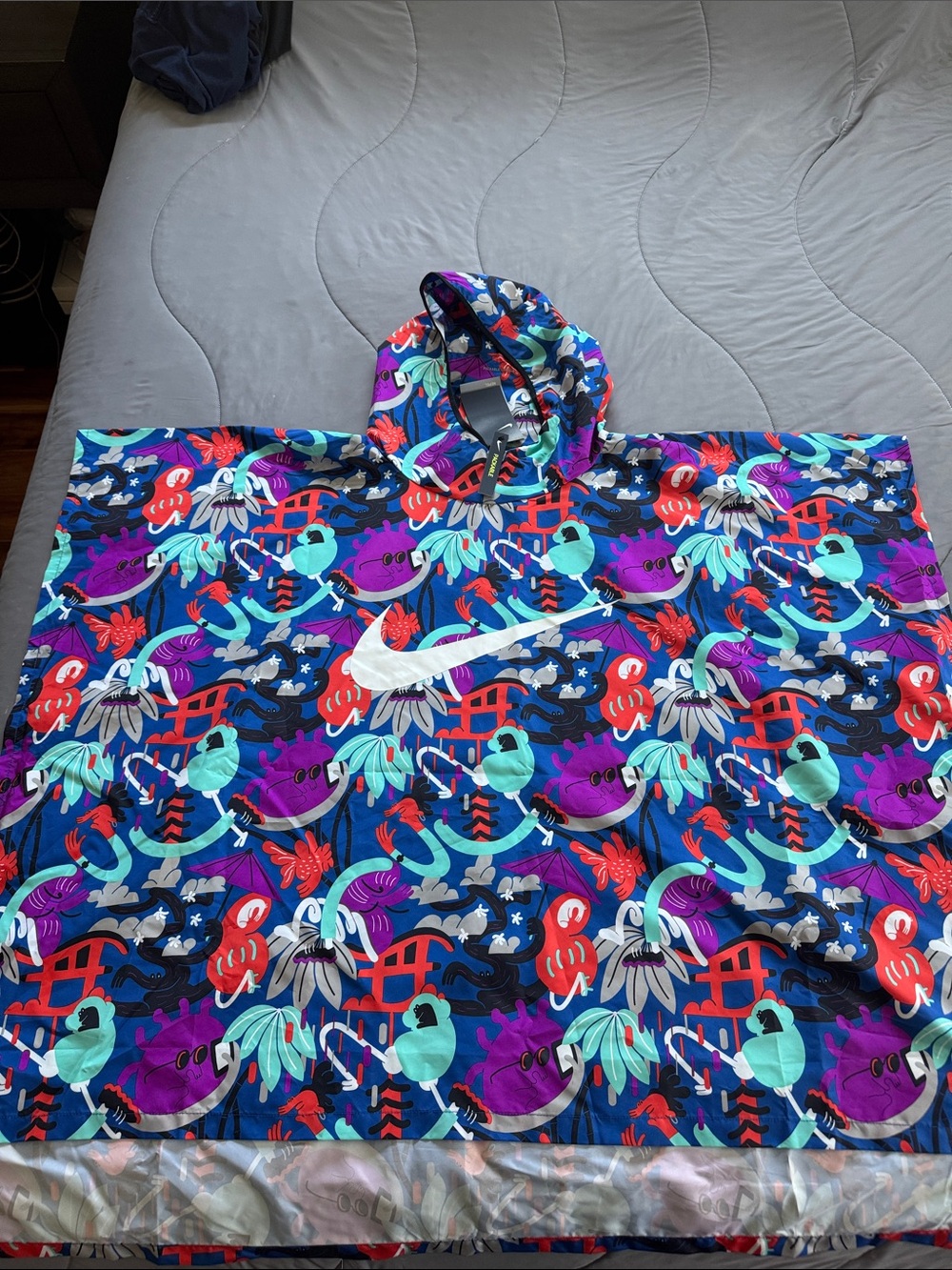 Nike Multicolor Graphic Hooded Poncho with White Swoosh